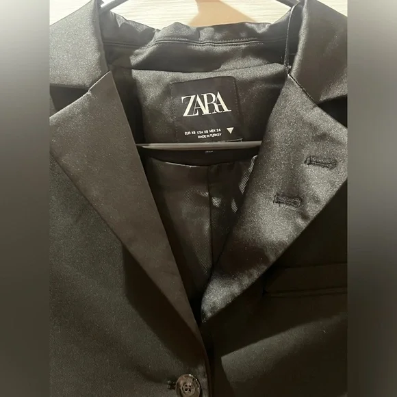 Zara Tailored Cropped Blazer Black Size XS - Picture 4 of 7
